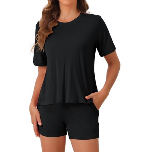 cheibear Women's Comfy Lounge Boxy T-Shirt and Sleep Shorts Set - image 1 of 4