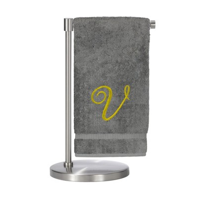 BC BARE COTTON Monogrammed Bath Towel, Personalized Gift, 27 x 54 inches - Set of 1 - Gray - Gold Script