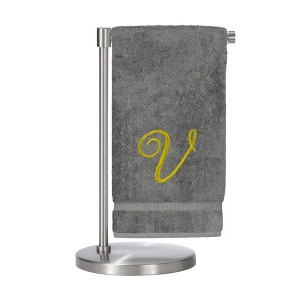 BC BARE COTTON Monogrammed Bath Towel, Personalized Gift, 27 x 54 inches - Set of 1 - Gray - Gold Script - 1 of 4