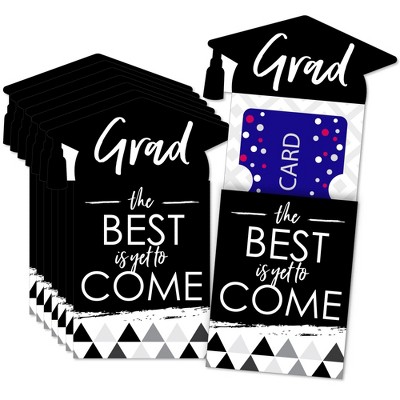 Big Dot of Happiness Black and White Grad - Best is Yet to Come - Graduation Party Money and Gift Card Sleeves - Nifty Gifty Card Holders - Set of 8