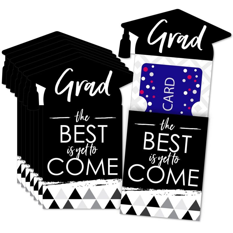 Big Dot of Happiness Black and White Grad - Best is Yet to Come - Graduation Party Money and Gift Card Sleeves - Nifty Gifty Card Holders - Set of 8, 1 of 8