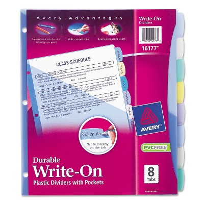 Avery Write-On Big Tab Plastic Dividers 8-Tab Letter 16177