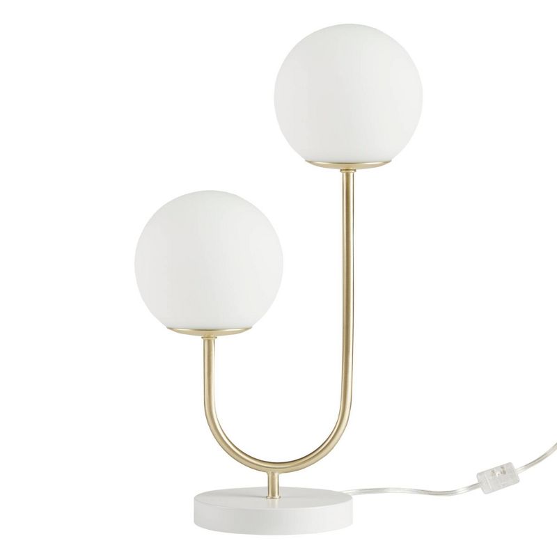 2-Light Zusa Metal Globe Table Lamp (Includes LED Light Bulb) Gold/White - 510 Design, 2 of 9