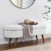 Lyngins Handcrafted Fabric Oval Storage Ottoman Bench, Pleated Design Ottoman with Storage, Storage Bench with Rubber Wood Legs for Living Room - 4 of 4