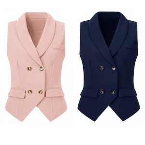 INSPIRE CHIC Women's Lapel Collar Dressy Versatile Racerback Waistcoat Suit Vest 2 Packs - 1 of 4