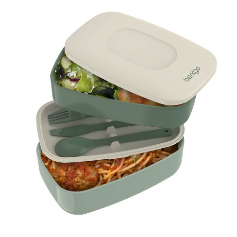 Bentgo Salad Stackable Lunch Container with Large 54oz Bowl, 4-Compartment  Tray & Built-In Fork - Green