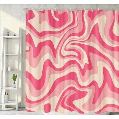 LunaLulinlk Pink Shower Curtain with 12 Hooks