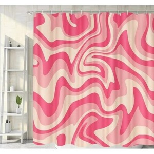 LunaLulinlk Pink Shower Curtain with 12 Hooks - 1 of 4