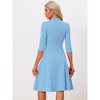 INSPIRE CHIC Women's Vintage 3/4 Sleeves Stand Collar Office Work Elegant A-Line Dress - 3 of 4