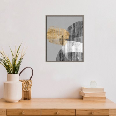 20" x 23" Gray and Gold Abstract Canvas Print