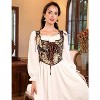 Acekool Women’s Vintage Floral Corset Lace-Up Vest, Vintage Pirate-Inspired Bustier with Embroidered Print - 2 of 4