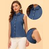 INSPIRE CHIC Women's Casual Sleeveless Button Down Peter Pan Collar Chambray Shirt - 2 of 4