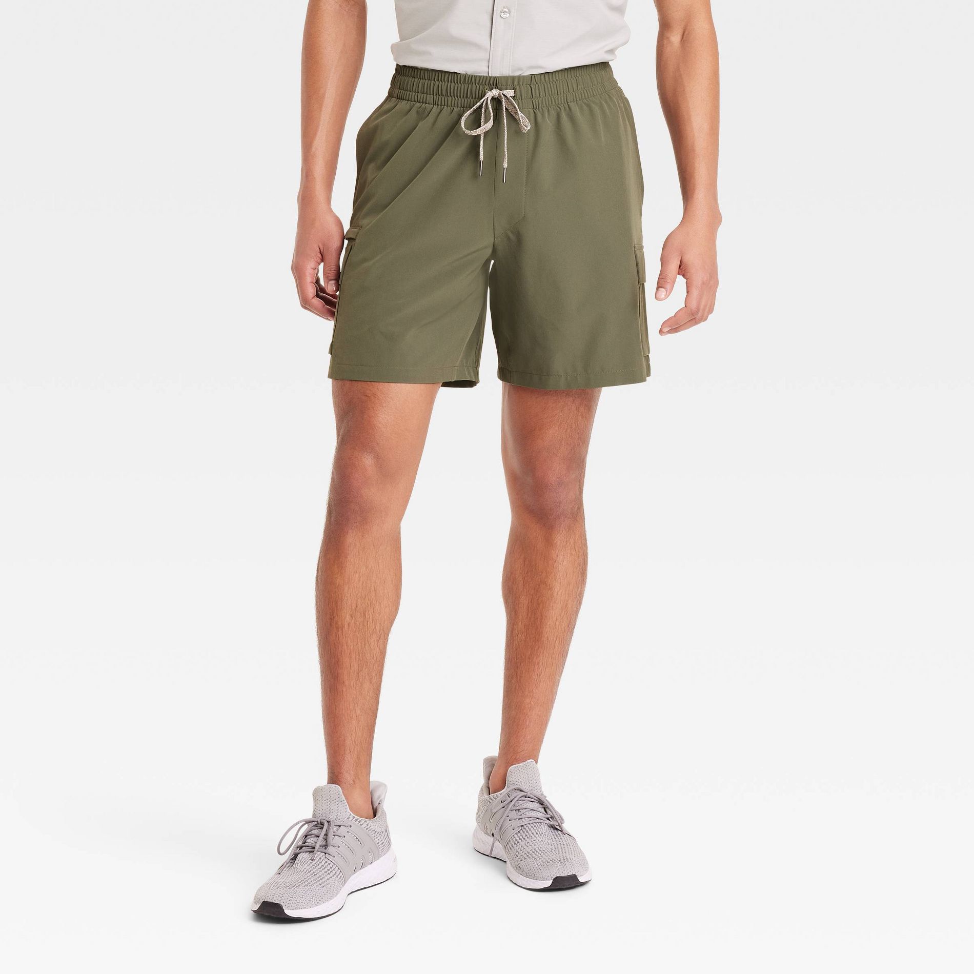 Men's 7" Cargo Shorts - All In Motion™ Dark Olive Green XXL: Moisture Wicking, Quick Dry, UPF 50+