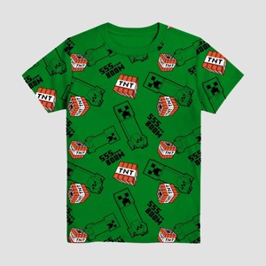 Boys' Minecraft Printed Short Sleeve Graphic T-Shirt - Green - 1 of 3