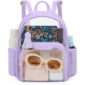 Small Clear Backpack Stadium Approved, Thick PVC Mini Clear Bag with Leather Trim - 1 of 4