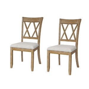 Amara Rustic Farmhouse Natural  Solid Wood Dining Chair (Set of 2) | ARTFUL LIVING DESIGN-Natural - 1 of 4