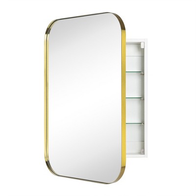 TEHOME Surface and Recessed Mount Rectangular Stainless Steel Metal Framed Bathroom Medicine Cabinet with Mirror