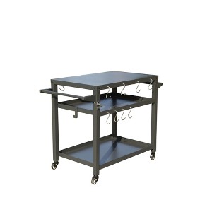 DOMETOUR 3-Shelf Outdoor Grill Cart Table with Wheels, Pizza Oven & Food Prep Table, Blackstone Griddle Stand with Propane Tank Hook - 1 of 4