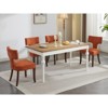 Okak Mid Century Dining Chairs Set of 2, Curved Linen Upholstered Back with Copper Nailheads, Solid Hardwood Frame Accent Chair - 2 of 4