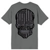 Skull With Monochrome American Flag Men's Gray Short Sleeve Tee - 3 of 4