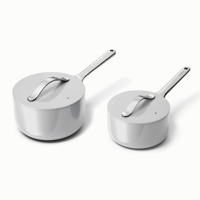1.75 Quart White Ceramic Non-Stick Saucier with Lid
