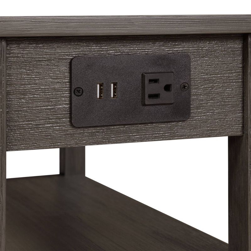  American Heritage 1 Drawer Chairside End Table with Charging Station and Shelves - Breighton Home, 5 of 9