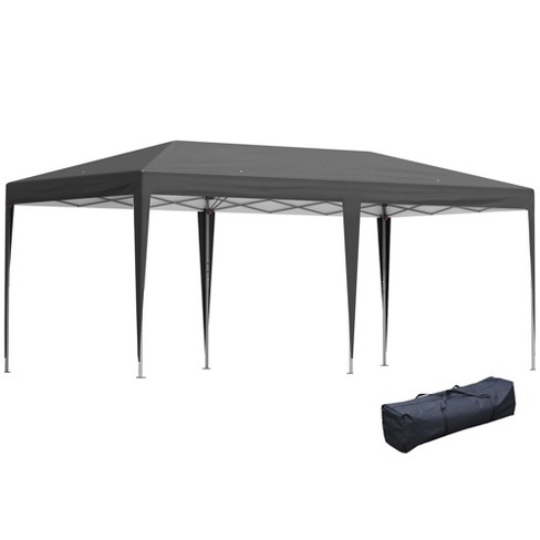Stad bloem Supplement veerboot Outsunny 10' X 20' Pop Up Canopy With Sturdy Frame, Uv Fighting Roof, Carry  Bag For Patio, Backyard, Beach, Garden, Black : Target