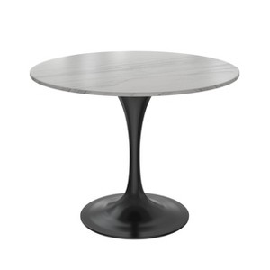 LeisureMod Verve 36" Round Dining Table - Sintered Stone Top with Modern Black Pedestal Base Accent Table for Contemporary Dining and Kitchen Room - 1 of 4