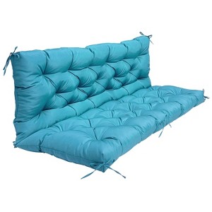 NewHome"Waterproof 2-3 Seater Swing Cushion with Backrest & 8 Tie Straps, 59x43.3x3.9in for Outdoor Use"blue - 1 of 4