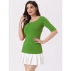 INSPIRE CHIC Women's Half Sleeves Scoop Neck Fitted Layering Soft T-Shirt - 3 of 4
