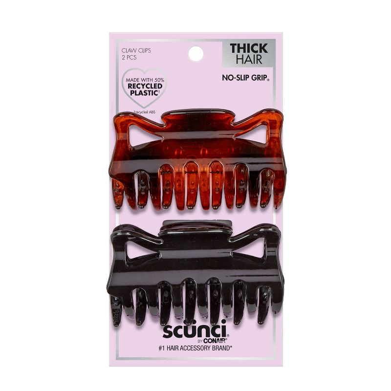sc&#252;nci No-Slip Grip Recycled Claw Clips - Tortoise/Black  - Thick Hair - 2pk, 1 of 4
