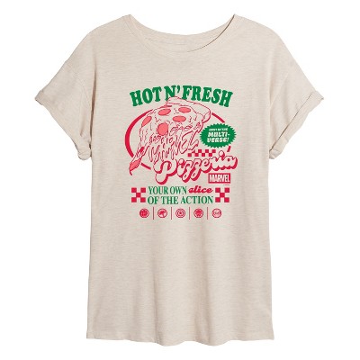 Women's Marvel Pizzeria Oversized Graphic T-Shirt - Birch - Large : Target
