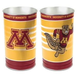 NCAA Minnesota Golden Gophers Waste Basket: Tin Indoor Trash Can, Open Top Design - 1 of 3
