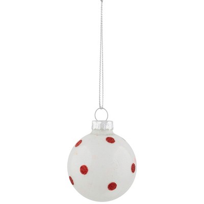Red and White Glass Christmas Ball Ornament Set with Glitter, 1.75" (Set of 12)