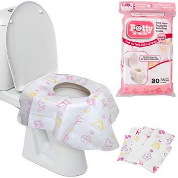 Disposable Toilet Seat Covers for Kids & Adults, 20 Pack - Protect from Public Toilets While Potty Training & More - Extra Large, Waterproof, Portable, Individually Wrapped - Pink/Floral