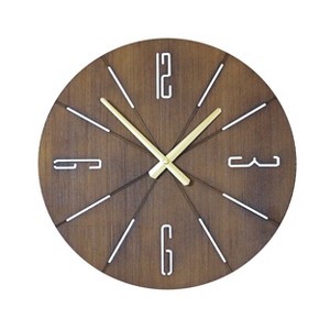 VIP Wood 16 in. Brown Mid Century Wall Clock - 1 of 4