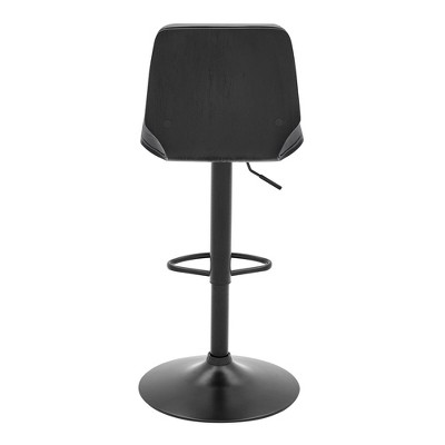 Contemporary Gray Faux Leather & Black Metal Adjustable Swivel Bar Stool
