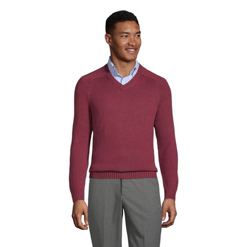 Lands' End School Uniform Men's Cotton Modal V-neck Sweater - X Large ...