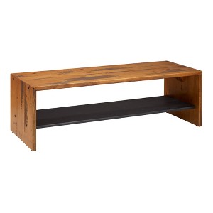 58" Solid Rustic Reclaimed Wood Entry Bench Honey - Saracina Home: Bottom Shelf, Seating for Hallway - 1 of 4