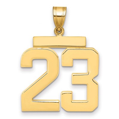 Black Bow Jewelry 14k Yellow Gold, Athletic Collection, Large Polished Number 23 Pendant