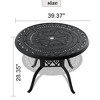 NicBex 39.37" Outdoor Dining Table,Round Patio Table with Black Frame and Umbrella Hole for 4 Chairs,Outdoor Furniture,Black - 3 of 4