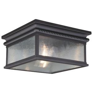 VAXCEL Cambridge Bronze Square Outdoor Flush Mount Ceiling Light Clear Glass - 1 of 4