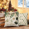 Christmas Throw Pillow Covers 18x18, Christmas Tree Pinecore Snowflake Green and Gold Pillow Cases Set of 4 - 3 of 4