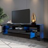 Racxily 20-Color LED Modern Black TV Stand - 66LBS Load, 2 Drawers Storage, Easy-Clean MDF, Minimalist Style for Home Spaces - 4 of 4
