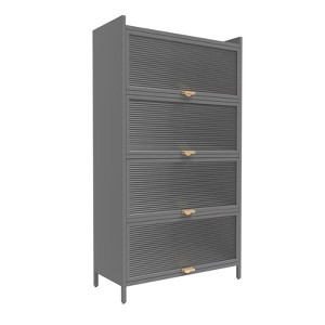 GlasFlength Decorative Storage Cabinets, 5 Level Flip Door, Grey, 31.5"*13.8"*56.69" - 1 of 4