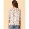 INSPIRE CHIC Women's Round Neck Ruffle 3/4 Sleeve Floral Print Chiffon Blouse - 4 of 4
