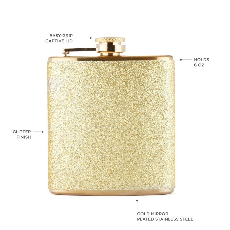 Sparkletini Stainless Steel Gold Flask by Blush, 5 of 8