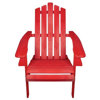Classic Red Wooden Folding Adirondack Chair with Arms