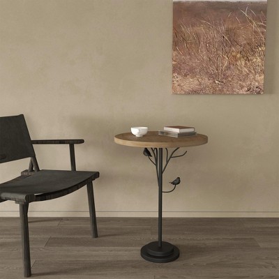 VYNXARIA Round Side Table - Compact Modern Accent Table with Metal Legs, Perfect for Small Spaces in Living Room, Bedroom, Office, Corners