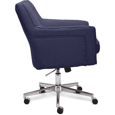 Sanctuary Blue Memory Foam Swivel Home Office Chair with Arms